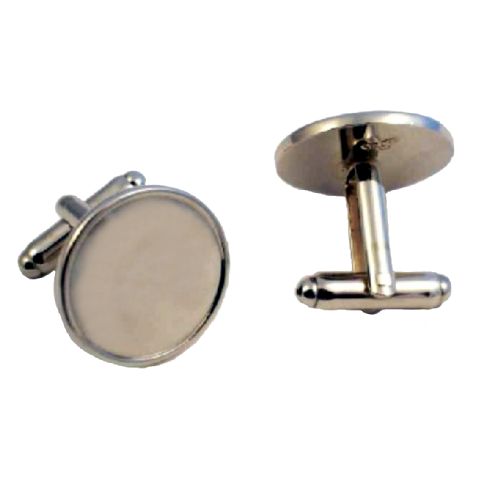 Cufflink Pair Round 18mm silver